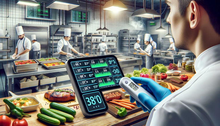 Illustration of kitchen environment with wireless temperature monitoring