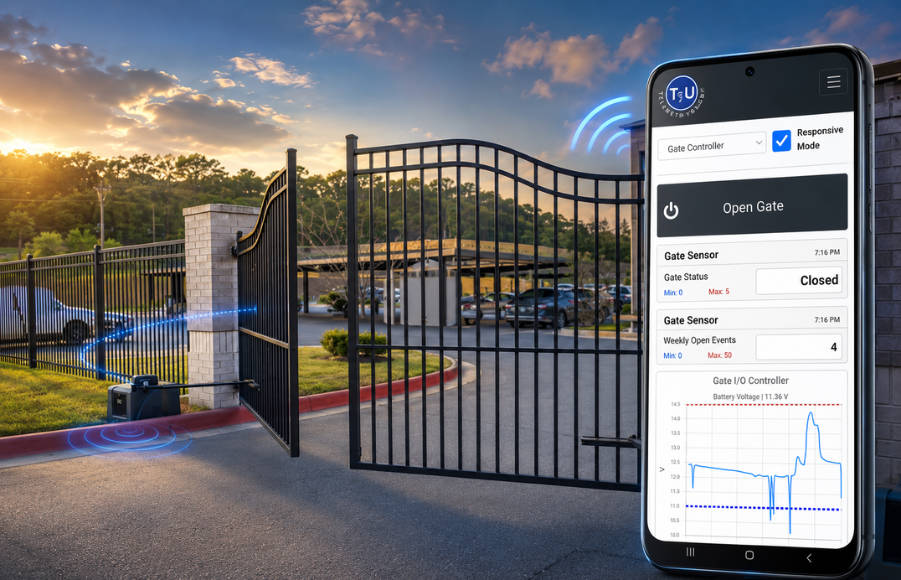 Smartphone dashboard used to control an automatic gate and view gate status