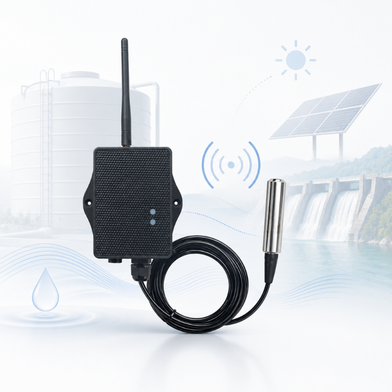 Solar-powered remote water level sensor for an off-grid tank installation