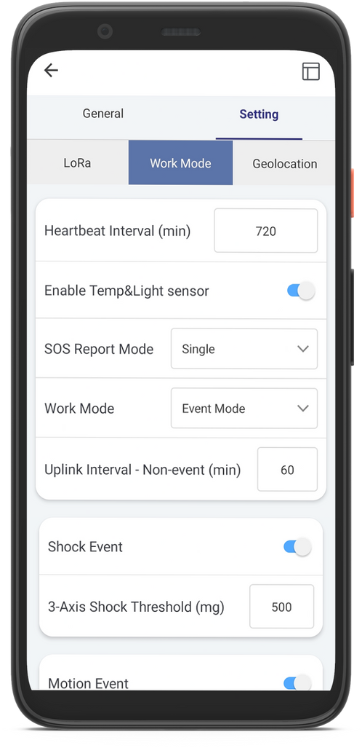 SenseCAP T1000A - Work Mode Settings