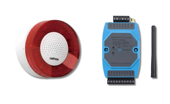 Diagram showing wireless sensors triggering sirens and alarm panels